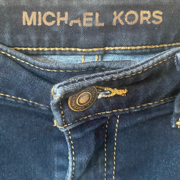 Micheal Kors Izzy Skinny Leg Mid-Rise Denim Dark Blue Jeans - Picture 7 of 9